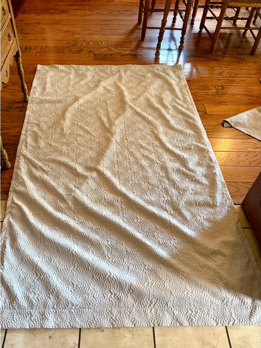 Dkny Light Gray and lined white Quilted Curtains with Subtle Texture